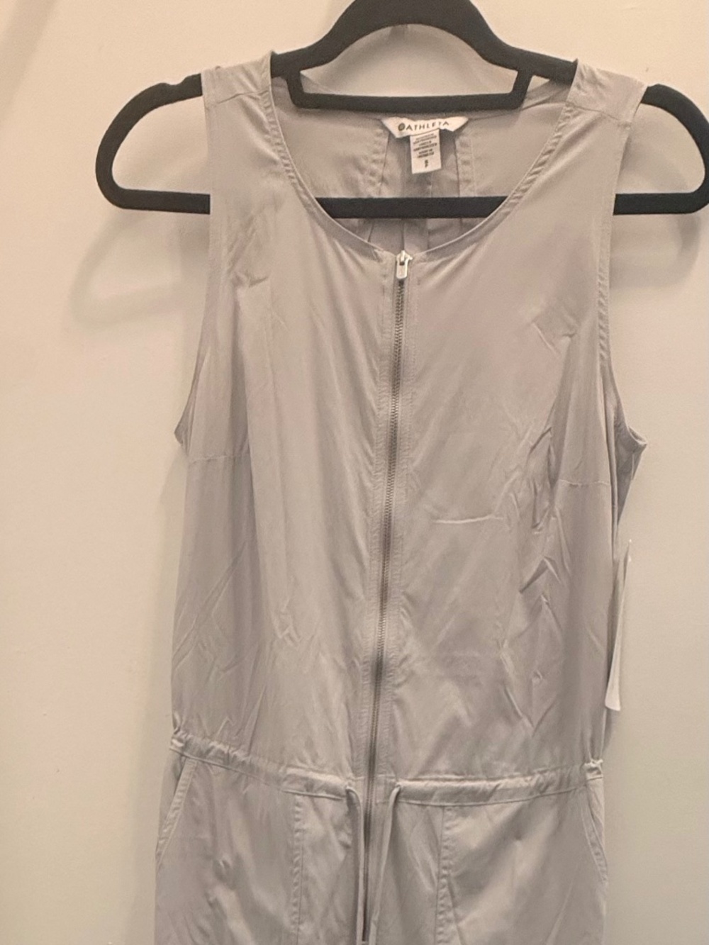 Athleta Flex Jumpsuit Romper- Gray Zip Front Pockets